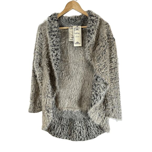 Vintage Concept Cardigan Open Front Neutral Minimalist Faux Fur Woman’s XL NWT - Picture 1 of 16